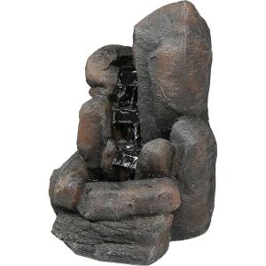 Sunnydaze Rock Falls 22-Inch Solar Fountain with Battery Backup and LED Lights – Submersible Pump – Polyresin and Fiberglass