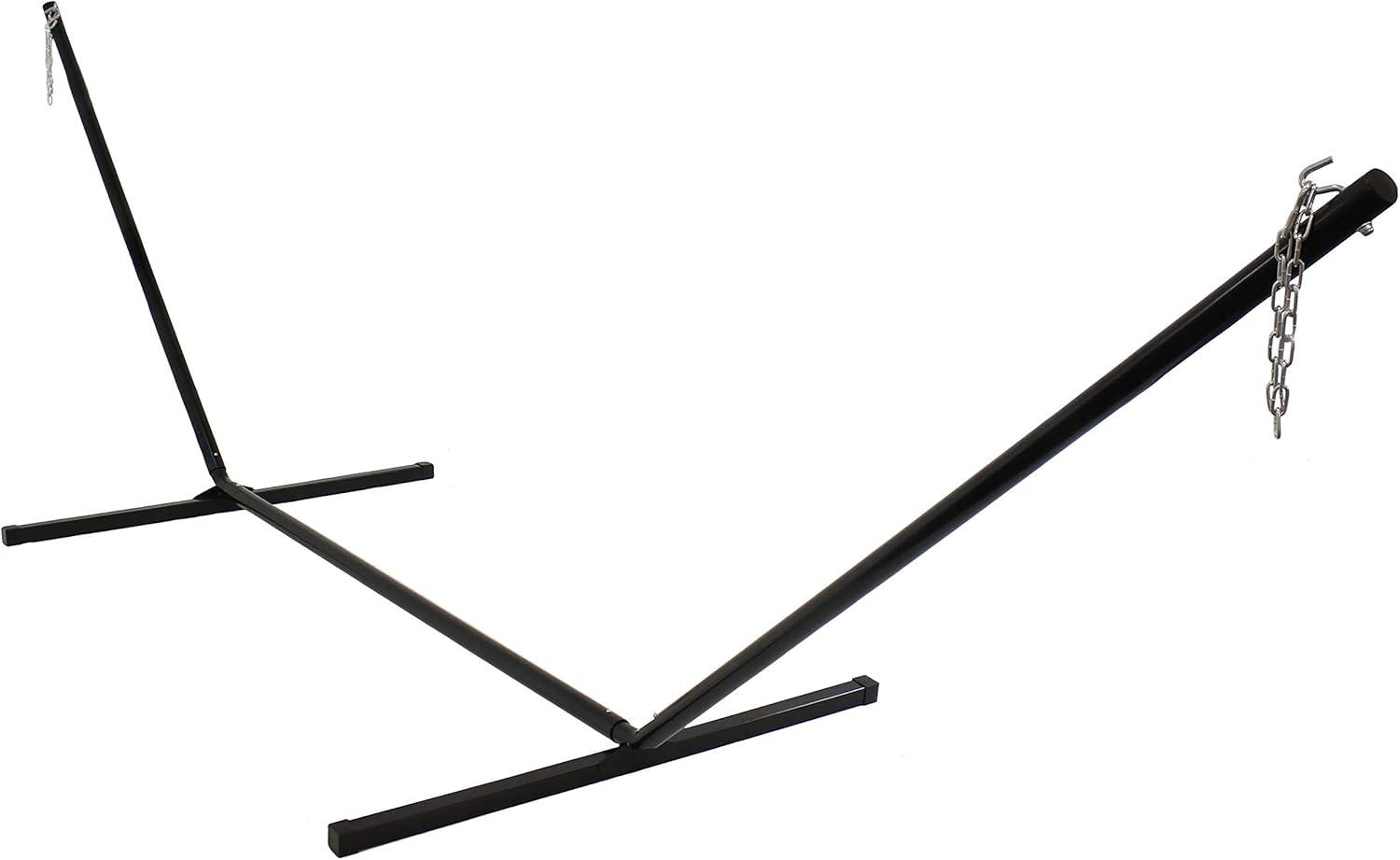 image:imageSunnydaze Double Hammock Stand for Outside 350Pound Capacity IndoorOutdoor Hammock Frame Black PowderCoated Finish 12FootBlack