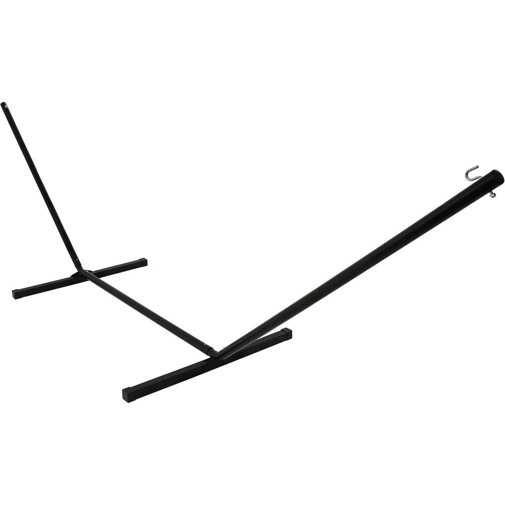 image:imageSunnydaze Double Hammock Stand for Outside 350Pound Capacity IndoorOutdoor Hammock Frame Black PowderCoated Finish 12FootBlack