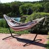 Sunnydaze Double Brazilian Hammock with Stand and Carrying Case – 400-Pound Capacity – Black Stand – Calming Desert(Calming Desert)