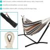 Sunnydaze Double Brazilian Hammock with Stand and Carrying Case – 400-Pound Capacity – Black Stand – Calming Desert(Calming Desert)