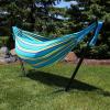 Sunnydaze Double Brazilian Hammock with Stand and Carrying Case – 400-Pound Capacity – Black Stand – Calming Desert(Sea Grass)