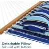 Sunnydaze Double Quilted Fabric Hammock with Universal Steel Stand – 450-Pound Capacity – Black Stand – Misty Beach(Catalina Beach)