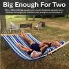 Sunnydaze Double Quilted Fabric Hammock with Universal Steel Stand – 450-Pound Capacity – Black Stand – Misty Beach(Catalina Beach)