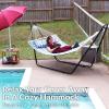 Sunnydaze Double Quilted Fabric Hammock with Universal Steel Stand – 450-Pound Capacity – Black Stand – Misty Beach(Misty Beach)