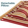 Sunnydaze Double Quilted Fabric Hammock with Universal Steel Stand – 450-Pound Capacity – Black Stand – Misty Beach(Red Stripe)