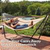 Sunnydaze Double Quilted Fabric Hammock with Universal Steel Stand – 450-Pound Capacity – Black Stand – Misty Beach(Sandy Beach)