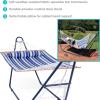 Sunnydaze Double Quilted Fabric Hammock with Universal Steel Stand – 450-Pound Capacity – Blue Stand – Catalina Beach