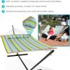 Sunnydaze Quilted Double Hammock with Stand for Outside – 350-Pound Capacity 2-Person Hammock with Stand – 12-Foot Stand – Catalina Beach(Blue & Green)