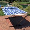 Sunnydaze Quilted Double Hammock with Stand for Outside – 350-Pound Capacity 2-Person Hammock with Stand – 12-Foot Stand – Catalina Beach(Catalina Beach)