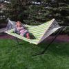 Sunnydaze Quilted Double Hammock with Stand for Outside – 350-Pound Capacity 2-Person Hammock with Stand – 12-Foot Stand – Catalina Beach(Melon Stripe)