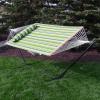 Sunnydaze Quilted Double Hammock with Stand for Outside – 350-Pound Capacity 2-Person Hammock with Stand – 12-Foot Stand – Catalina Beach(Melon Stripe)