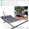 Sunnydaze Quilted Double Hammock with Stand for Outside – 350-Pound Capacity 2-Person Hammock with Stand – 12-Foot Stand – Catalina Beach(Nautical Stripe)