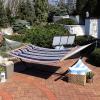 Sunnydaze Quilted Double Hammock with Stand for Outside – 350-Pound Capacity 2-Person Hammock with Stand – 12-Foot Stand – Catalina Beach(Nautical Stripe)