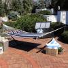 Sunnydaze Quilted Double Hammock with Stand for Outside – 350-Pound Capacity 2-Person Hammock with Stand – 12-Foot Stand – Catalina Beach(Nautical Stripe)
