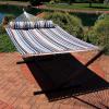 Sunnydaze Quilted Double Hammock with Stand for Outside – 350-Pound Capacity 2-Person Hammock with Stand – 12-Foot Stand – Catalina Beach(Ocean Isle)