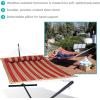 Sunnydaze Quilted Double Hammock with Stand for Outside – 350-Pound Capacity 2-Person Hammock with Stand – 12-Foot Stand – Catalina Beach(Red Stripe)