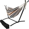 Sunnydaze Double Brazilian Hammock with Stand and Carrying Case – 400-Pound Capacity – Black Stand – Calming Desert(Calming Desert)