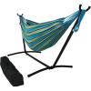Sunnydaze Double Brazilian Hammock with Stand and Carrying Case – 400-Pound Capacity – Black Stand – Calming Desert(Sea Grass)