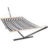 Sunnydaze Quilted Double Hammock with Stand for Outside – 350-Pound Capacity 2-Person Hammock with Stand – 12-Foot Stand – Catalina Beach(Black & White)