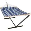 Sunnydaze Quilted Double Hammock with Stand for Outside – 350-Pound Capacity 2-Person Hammock with Stand – 12-Foot Stand – Catalina Beach(Catalina Beach)