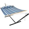 Sunnydaze Quilted Double Hammock with Stand for Outside – 350-Pound Capacity 2-Person Hammock with Stand – 12-Foot Stand – Catalina Beach(Misty Beach)