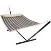 Sunnydaze Quilted Double Hammock with Stand for Outside – 350-Pound Capacity 2-Person Hammock with Stand – 12-Foot Stand – Catalina Beach(Mountainside)