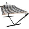 Sunnydaze Quilted Double Hammock with Stand for Outside – 350-Pound Capacity 2-Person Hammock with Stand – 12-Foot Stand – Catalina Beach(Ocean Isle)