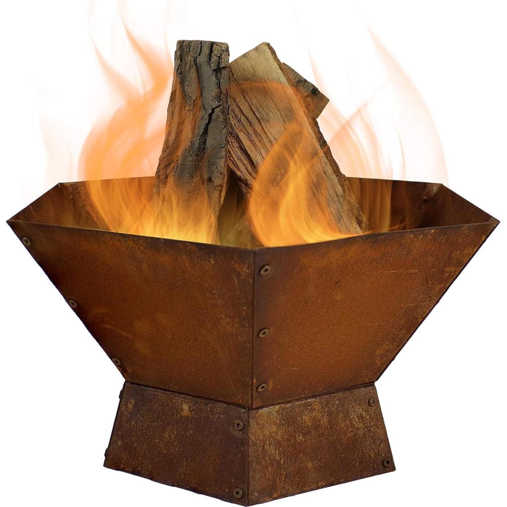 image:imageSunnydaze Rustic Affinity 24Inch Fire Pit Outdoor WoodBurning Fire Pit with Oxidized Finish HexagonShaped