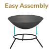 Sunnydaze 22-Inch Cast Iron Wood-Burning Fire Pit Bowl with Portable Stand – Black Steel Finish