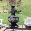 Sunnydaze Large Chiminea Outdoor Fireplace – Outdoor Fireplace with Chimney – Fire Pit for Patio – Grate and Poker Included