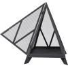 Sunnydaze Majestic Pyramid Heavy-Duty Steel Mesh Outdoor Fire Pit – Includes Protective Cover and Poker – Powder-Coated Black Finish