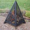 Sunnydaze Majestic Pyramid Heavy-Duty Steel Mesh Outdoor Fire Pit – Includes Protective Cover and Poker – Powder-Coated Black Finish