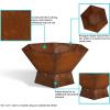 Sunnydaze Rustic Affinity 24-Inch Fire Pit – Outdoor Wood-Burning Fire Pit with Oxidized Finish – Hexagon-Shaped