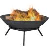 Sunnydaze 22-Inch Cast Iron Wood-Burning Fire Pit Bowl with Portable Stand – Black Steel Finish