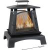 Sunnydaze 32-Inch Pagoda-Style Steel Wood-Burning Fire Pit with Log Grate and Poker – Black High-Temperature Paint Finish