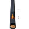 Sunnydaze 59″ H Steel Outdoor Chiminea Fire Pit with Built-in Log Holder – Metal Fireplace with Chimney – Includes Poker