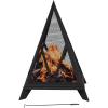 Sunnydaze Majestic Pyramid Heavy-Duty Steel Mesh Outdoor Fire Pit – Includes Protective Cover and Poker – Powder-Coated Black Finish