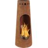 Sunnydaze Santa Fe 50-Inch Chiminea Outdoor Fire Pit – Wood-Burning Chiminea Outdoor Fireplace with Wood Grate – Rustic Patina Finish(Rustic)