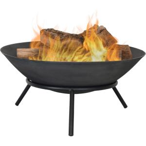 Sunnydaze 22-Inch Cast Iron Wood-Burning Fire Pit Bowl with Portable Stand – Black Steel Finish
