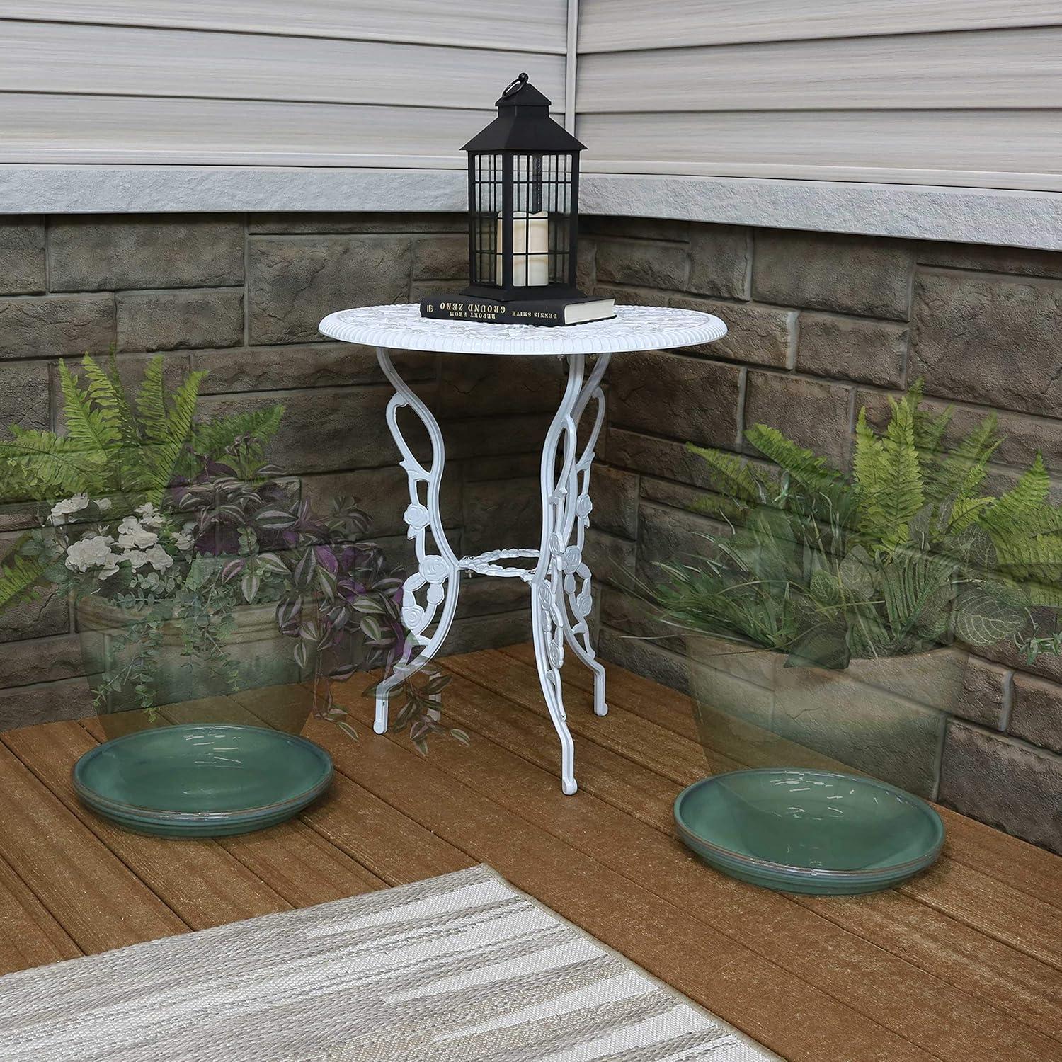 image:imageSunnydaze 12Inch Ceramic Plant Saucers Plant Drip Trays for Outdoor Planter Flowerpot Drainage Set of 4 Imperial BlueSeafoam