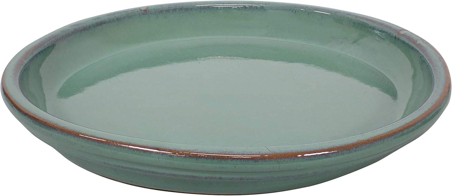 image:imageSunnydaze 12Inch Ceramic Plant Saucers Plant Drip Trays for Outdoor Planter Flowerpot Drainage Set of 4 Imperial BlueSeafoam