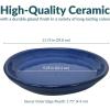 Sunnydaze 12-Inch Ceramic Plant Saucers – Plant Drip Trays for Outdoor Planter Flowerpot Drainage – Set of 4 – Imperial Blue(Imperial Blue)