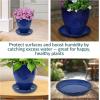 Sunnydaze 12-Inch Ceramic Plant Saucers – Plant Drip Trays for Outdoor Planter Flowerpot Drainage – Set of 4 – Imperial Blue(Imperial Blue)