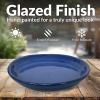 Sunnydaze 12-Inch Ceramic Plant Saucers – Plant Drip Trays for Outdoor Planter Flowerpot Drainage – Set of 4 – Imperial Blue(Imperial Blue)