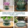 Sunnydaze 12-Inch Ceramic Plant Saucers – Plant Drip Trays for Outdoor Planter Flowerpot Drainage – Set of 4 – Imperial Blue(Seafoam)