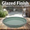 Sunnydaze 12-Inch Ceramic Plant Saucers – Plant Drip Trays for Outdoor Planter Flowerpot Drainage – Set of 4 – Imperial Blue(Seafoam)