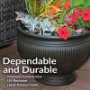 Sunnydaze Elizabeth 16″ Double-Walled Polyresin Ribbed Urn Outdoor Planter – UV-Resistant Rust Finish – Set of 2(Rust)