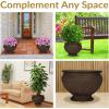 Sunnydaze Elizabeth 16″ Double-Walled Polyresin Ribbed Urn Outdoor Planter – UV-Resistant Rust Finish – Set of 2(Rust)