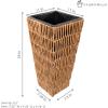 Sunnydaze Hyacinth 11″ Tall Square Outdoor Planter – Set of 2 Poly-Wicker Planters with Plastic Inlay – Barley(Barley)
